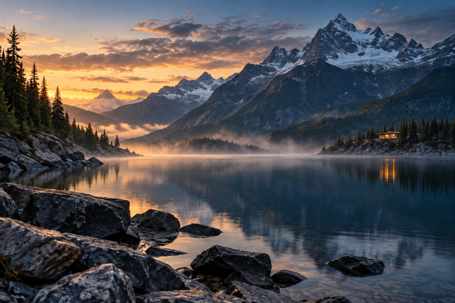 Alpine lake with the FilmLook Alpine Gold filter