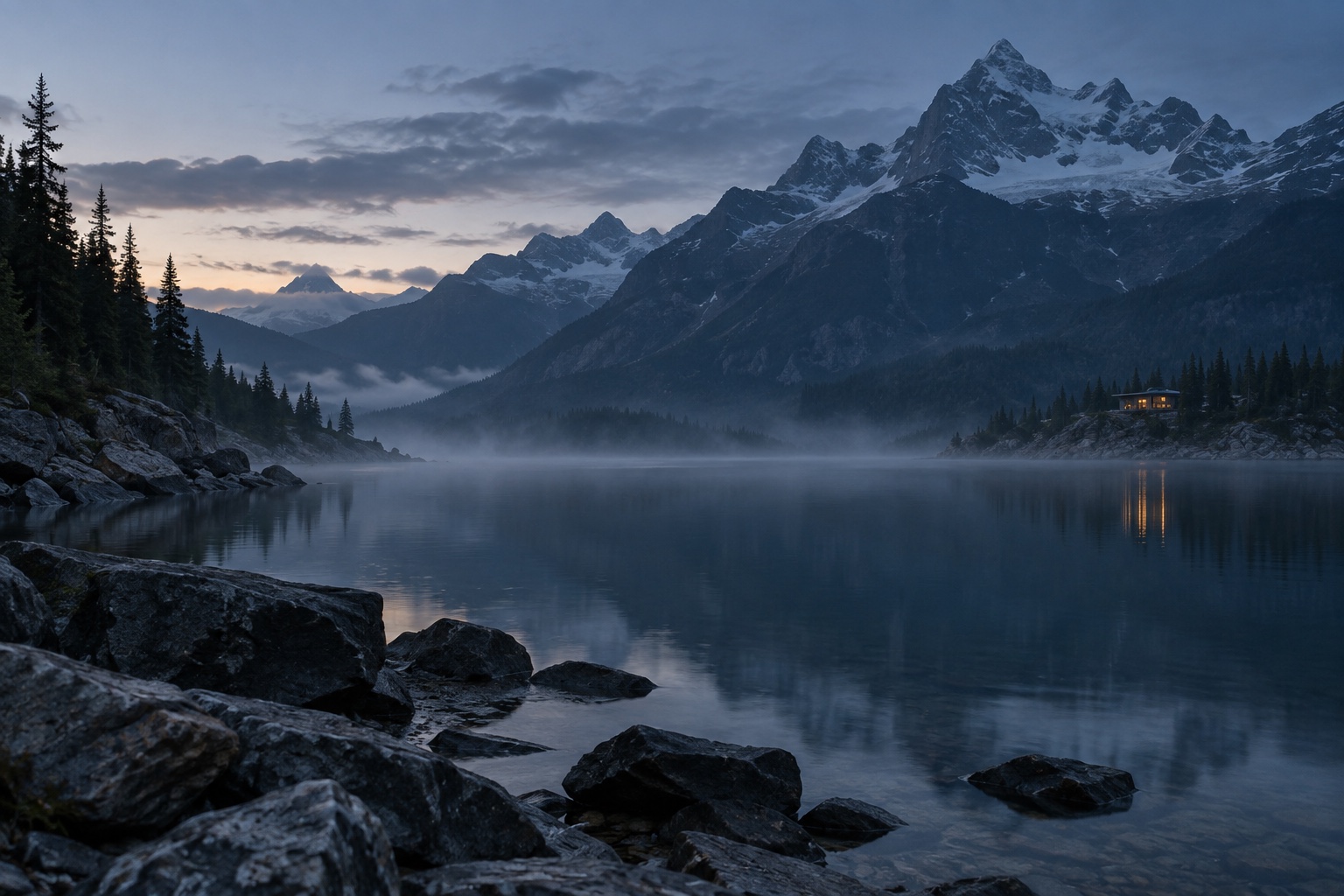 Original alpine lake photograph before editing